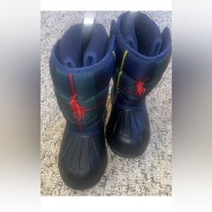 Polo Ralph Lauren Toddler Boys Removable Snow Boots Blue Red Logo Boy's Sz  7